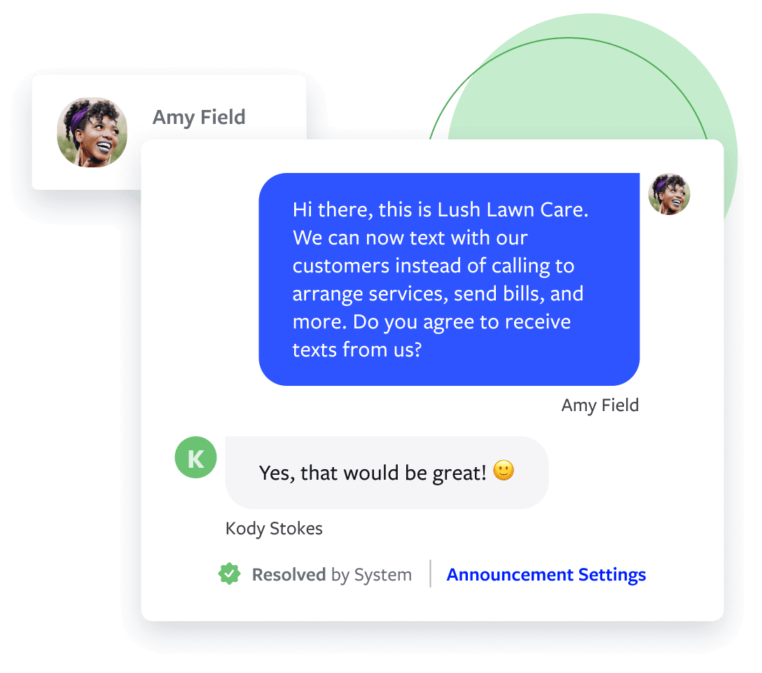 Conversation between customer and agent regarding a Announcement stats