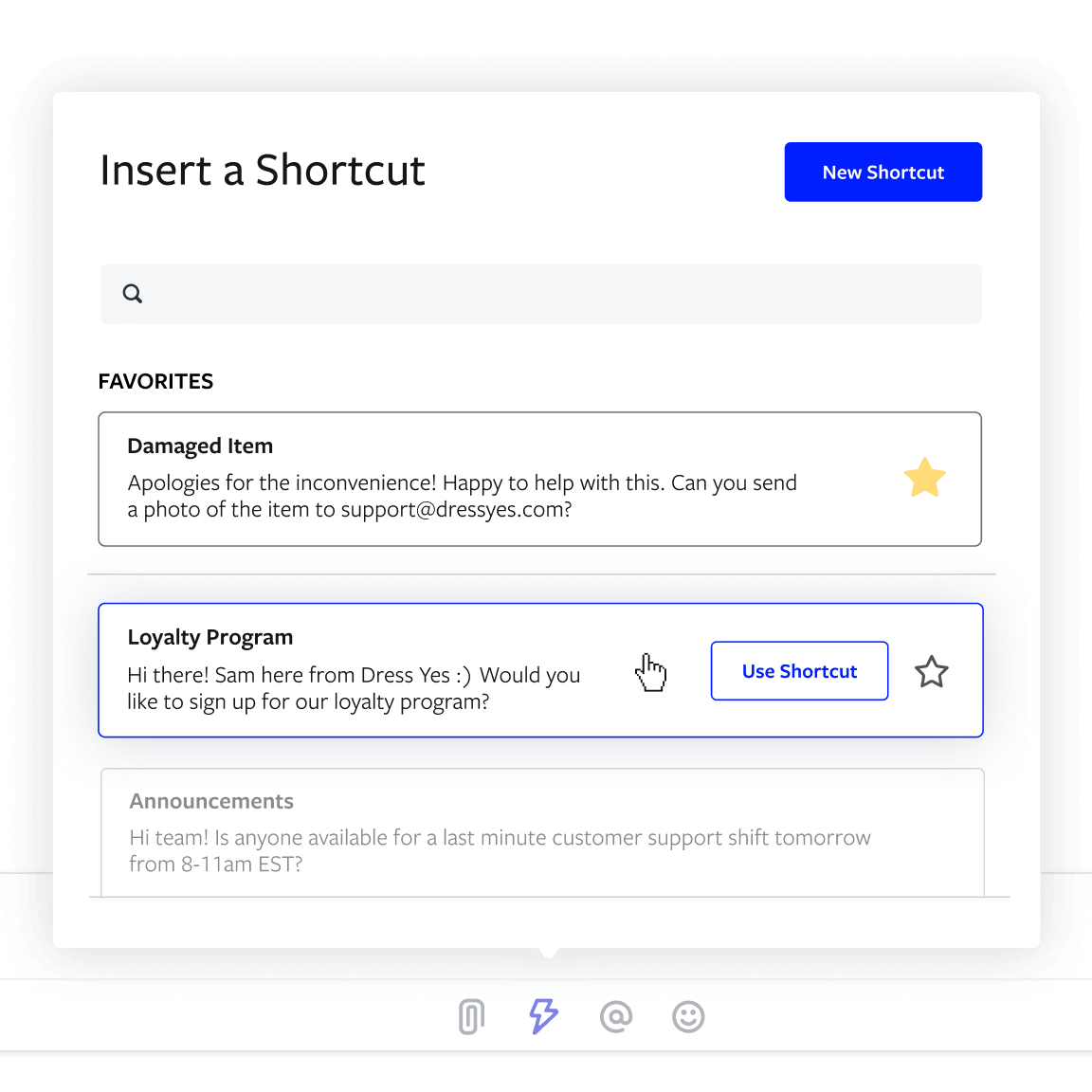 Illustration of messaging shortcuts improving response speed in chat interface
