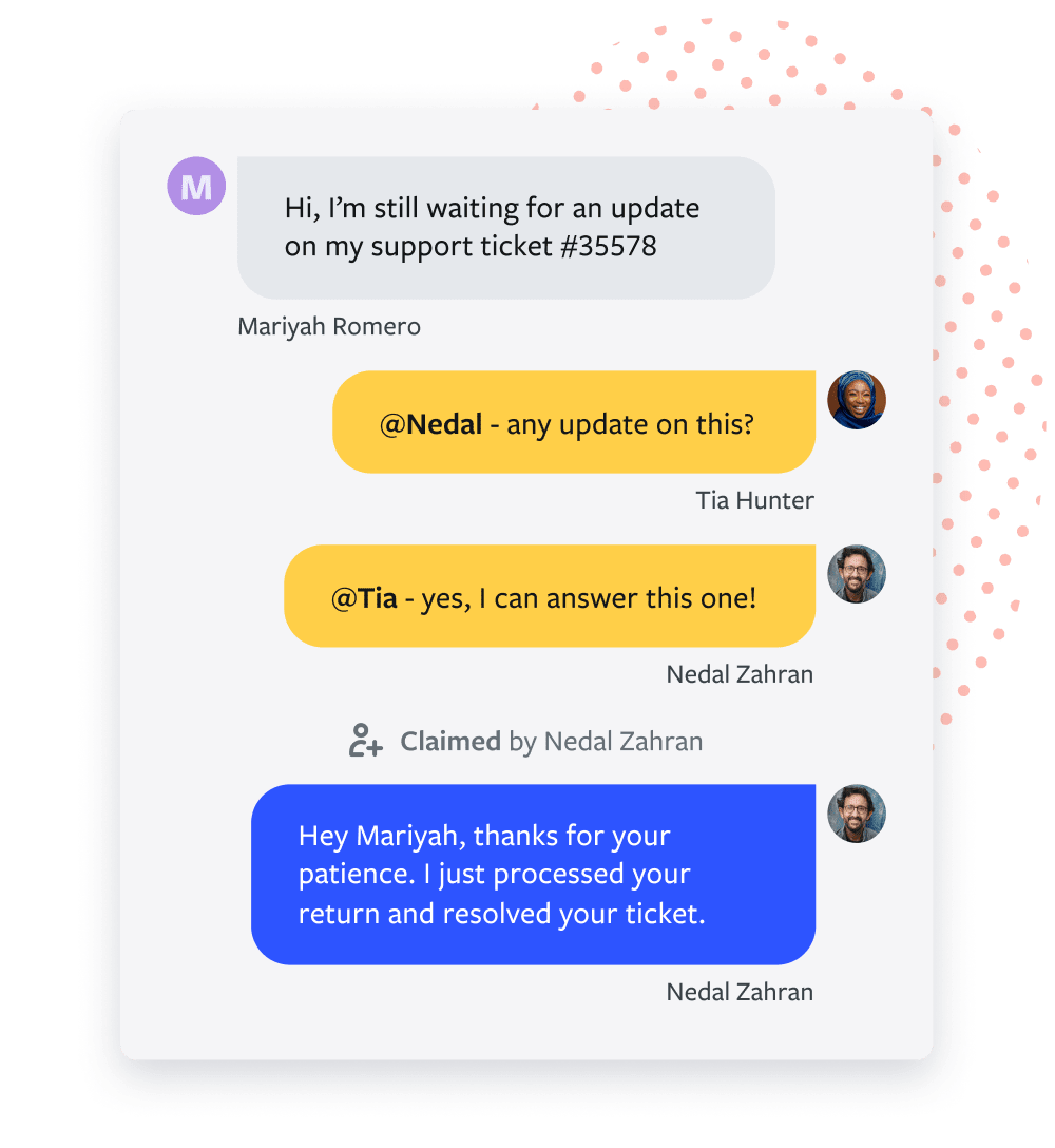 A screenshot of the app displaying a conversation using the whisper feature