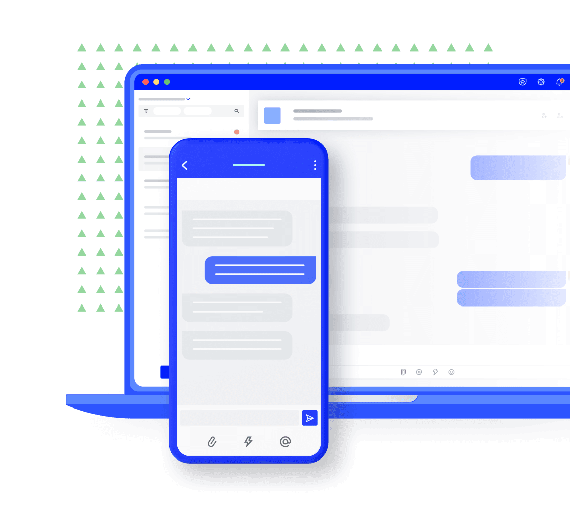 Visual of mobile and desktop devices showing unified communication