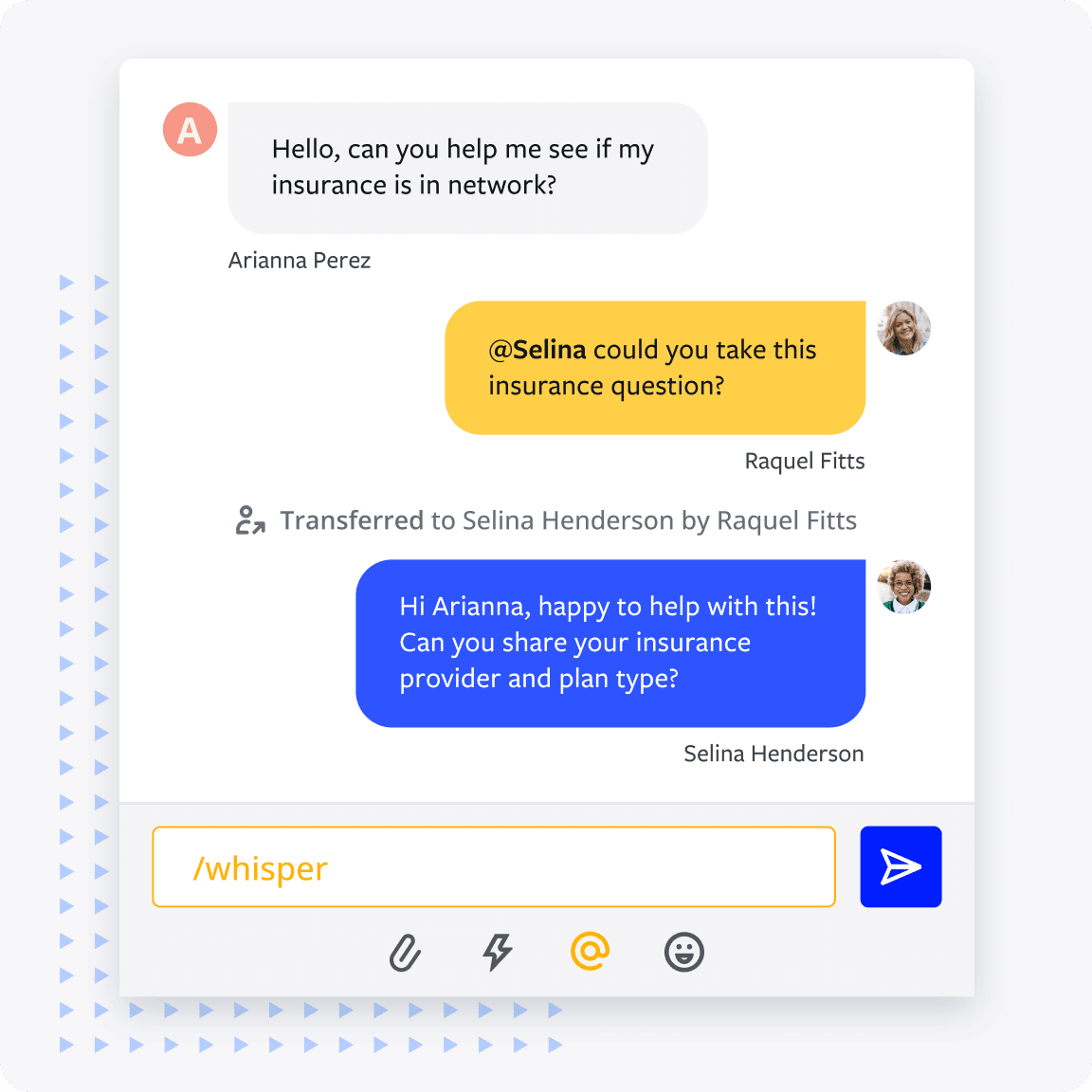 Whisper UI displaying a hidden conversation
