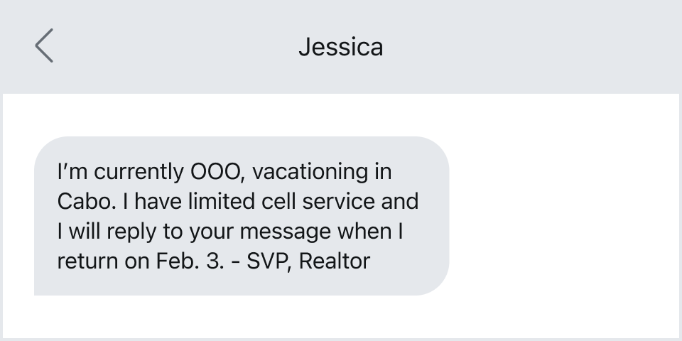 An example of a vacation out-of-office text