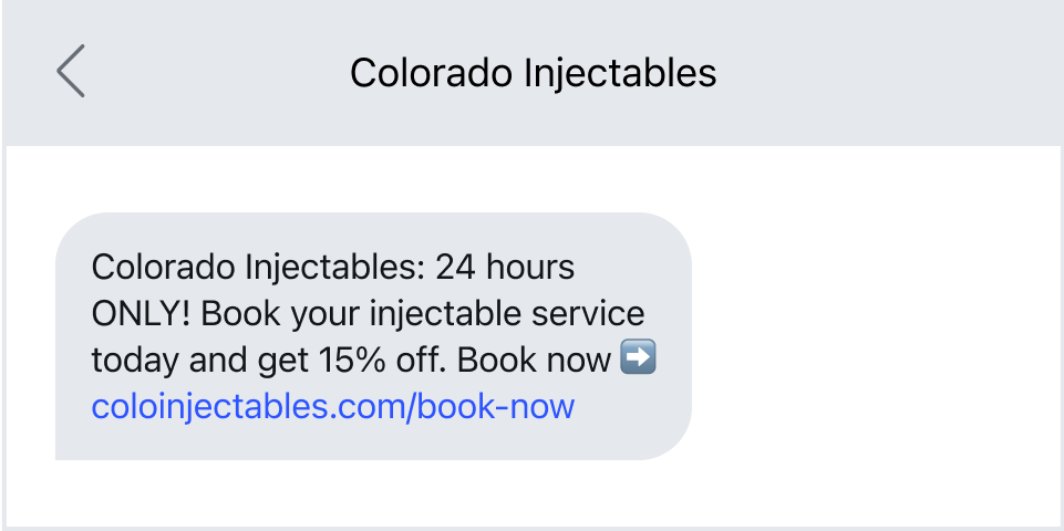 A med spa marketing idea sent via text.
