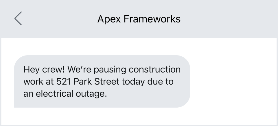 An urgent text message alert for employees.