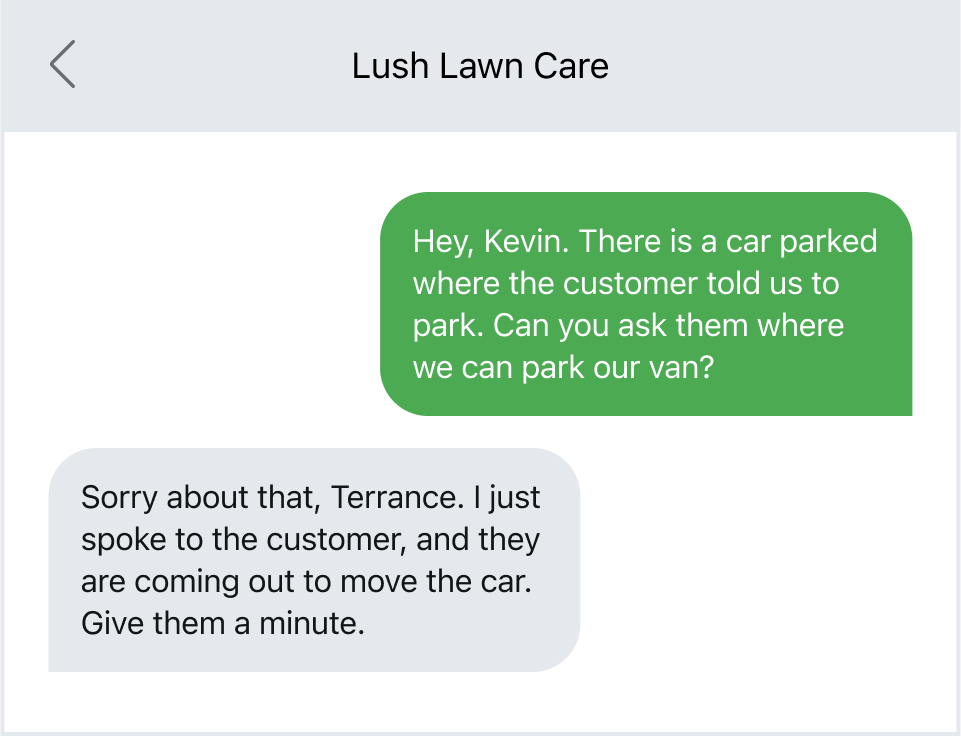 A work-related text message example.