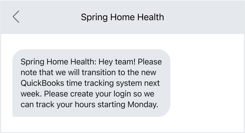 Sharing home care employee memos via text.