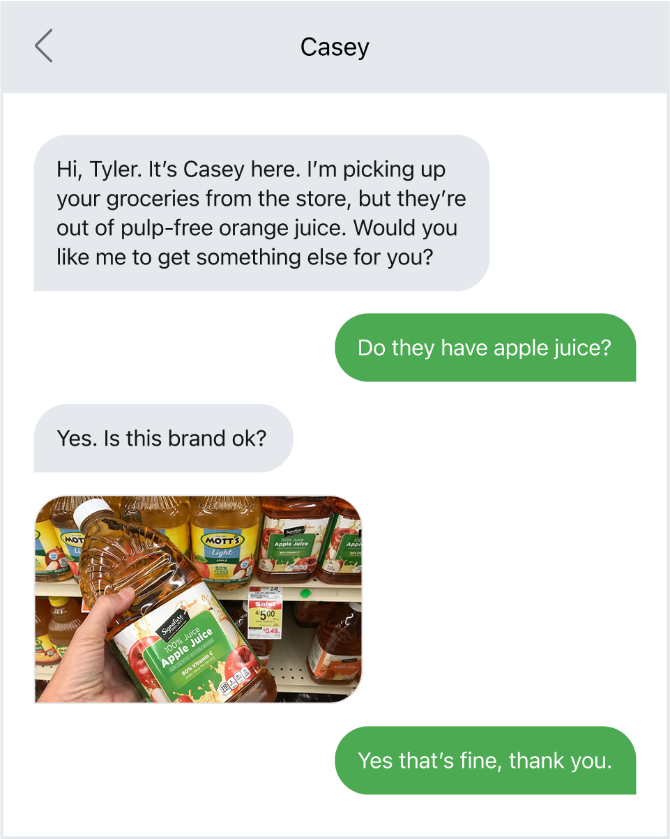Texting can also be used to check in with customers and ask clarifying questions.