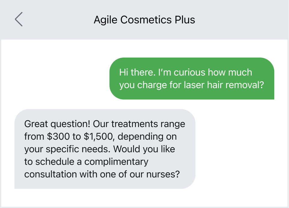 Patient lead acquisition two-way text example.