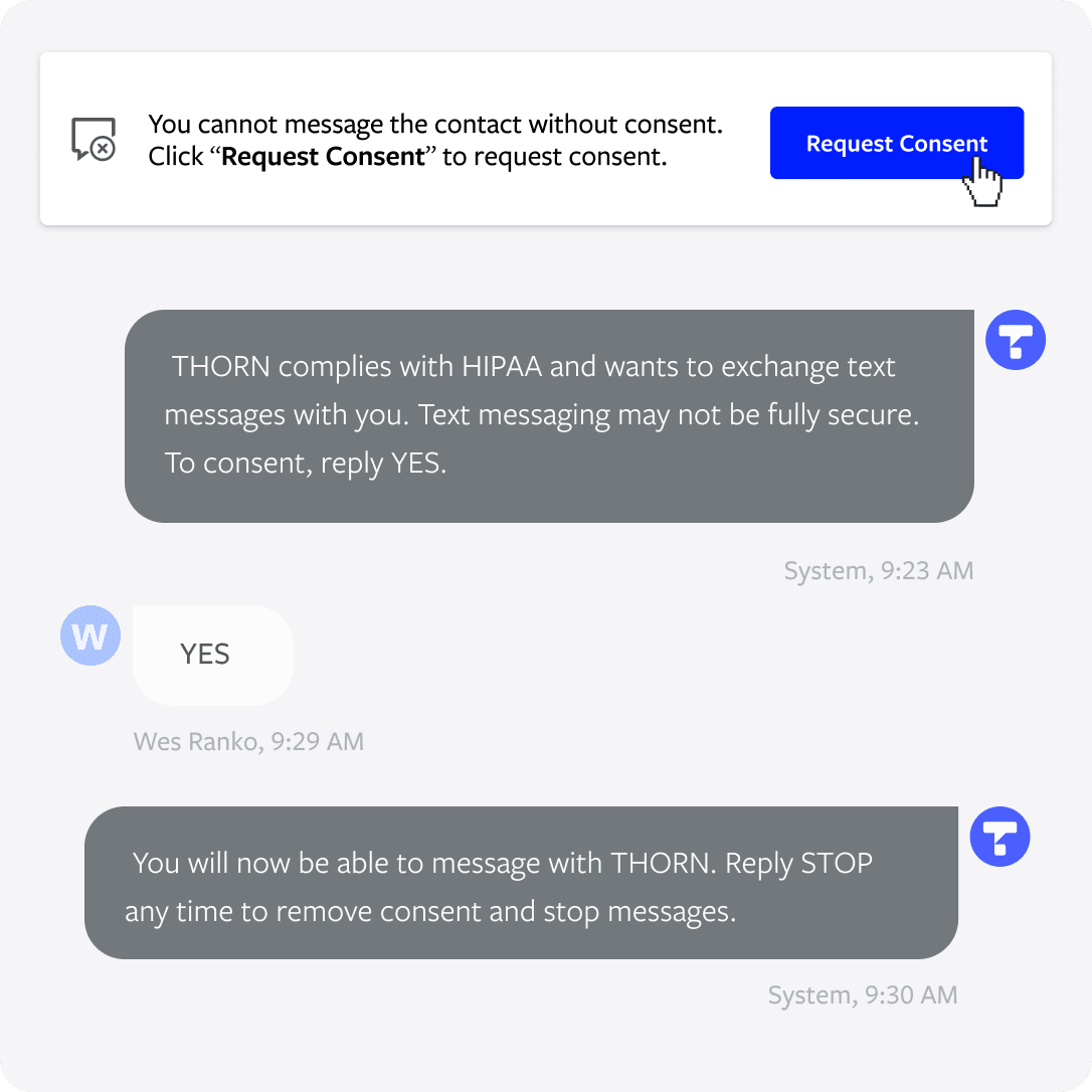 A visual of Textline's patented patient consent feature.