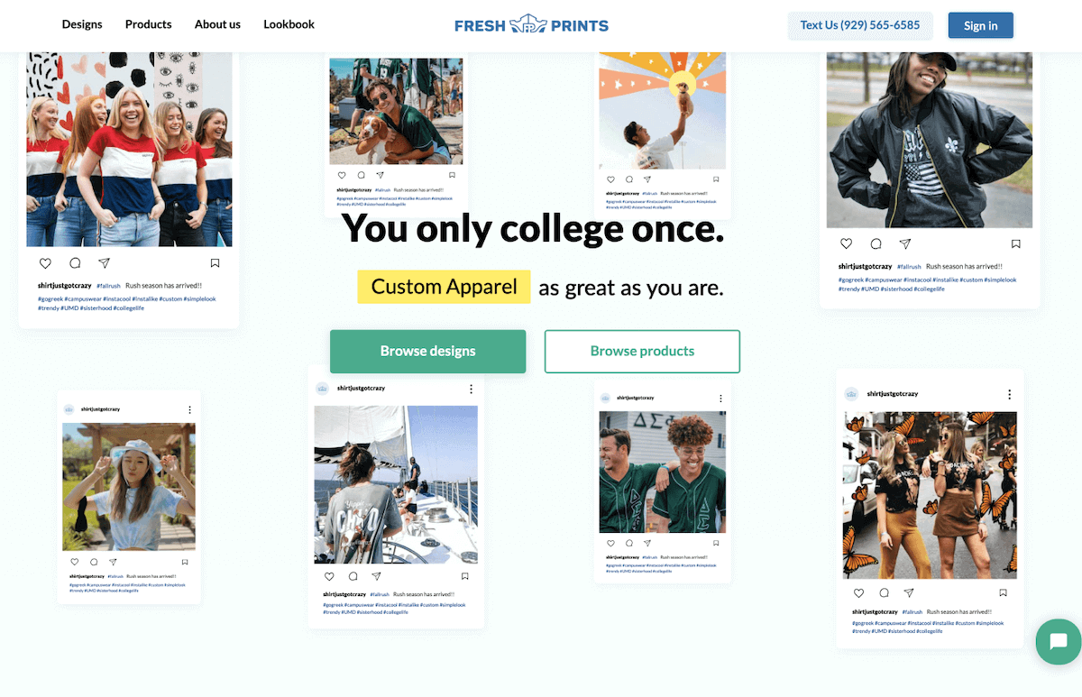 Texting phone number displayed on a website