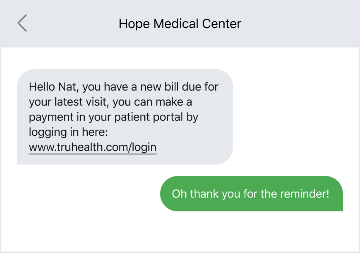 Using texting to point customers to a payment portal where they can pay a bill