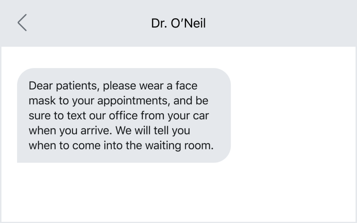 Example of using texting to remind patients of office policies