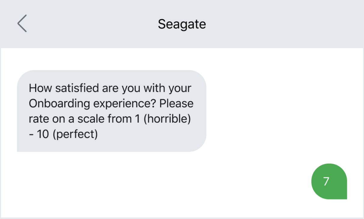 Example of using a CSAT survey via text