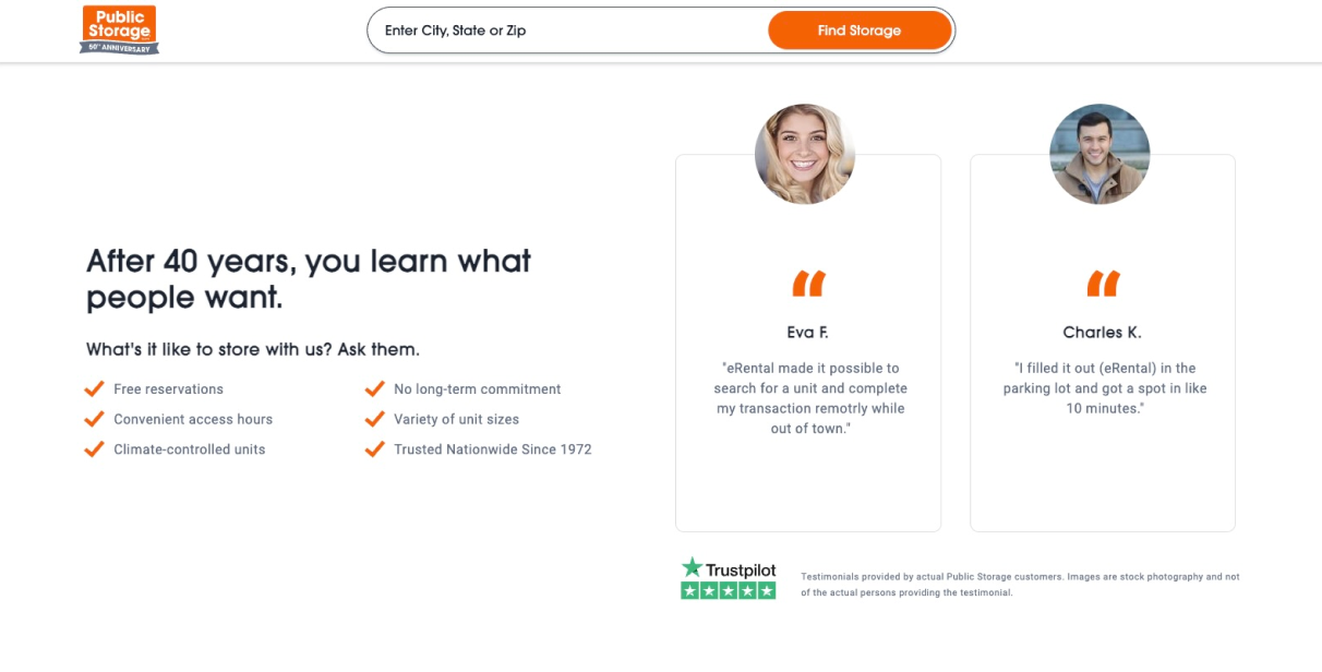 Public Storage website