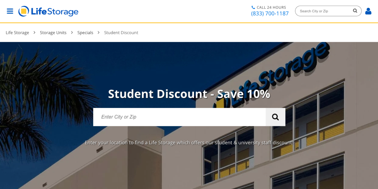 Life Storage website homepage.