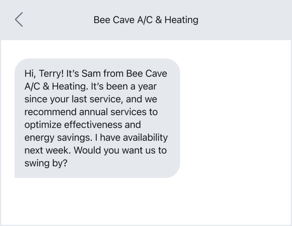 Text conversation example