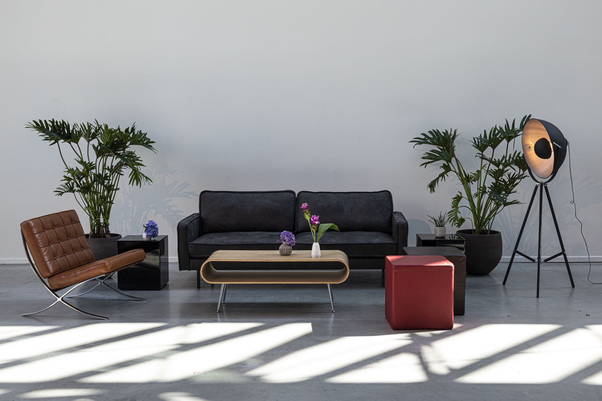 Huiskamersetting — huiskamersetting met bank en accessoires voor ontvangst of event door Delight Eventdesign
