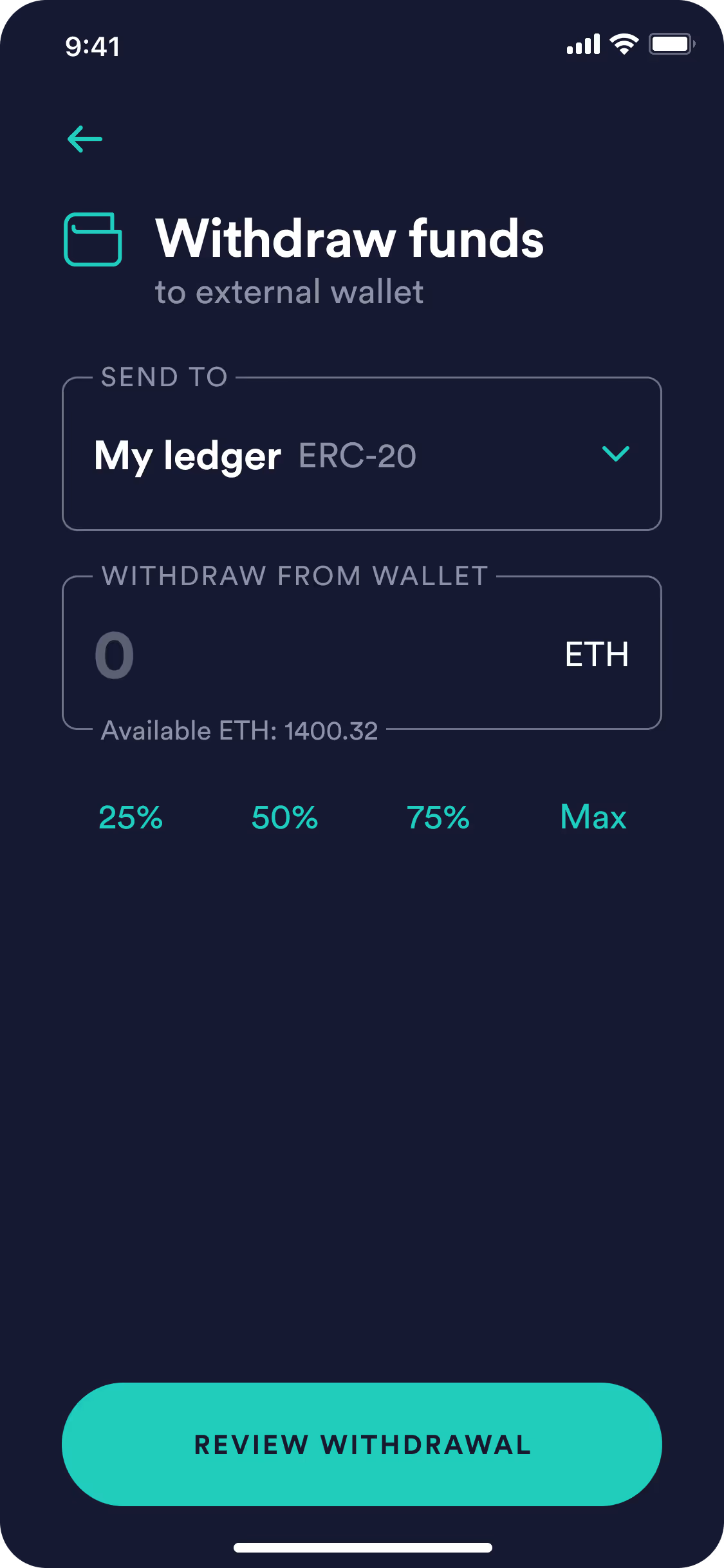 Newton: Withdraw funds to external Wallet