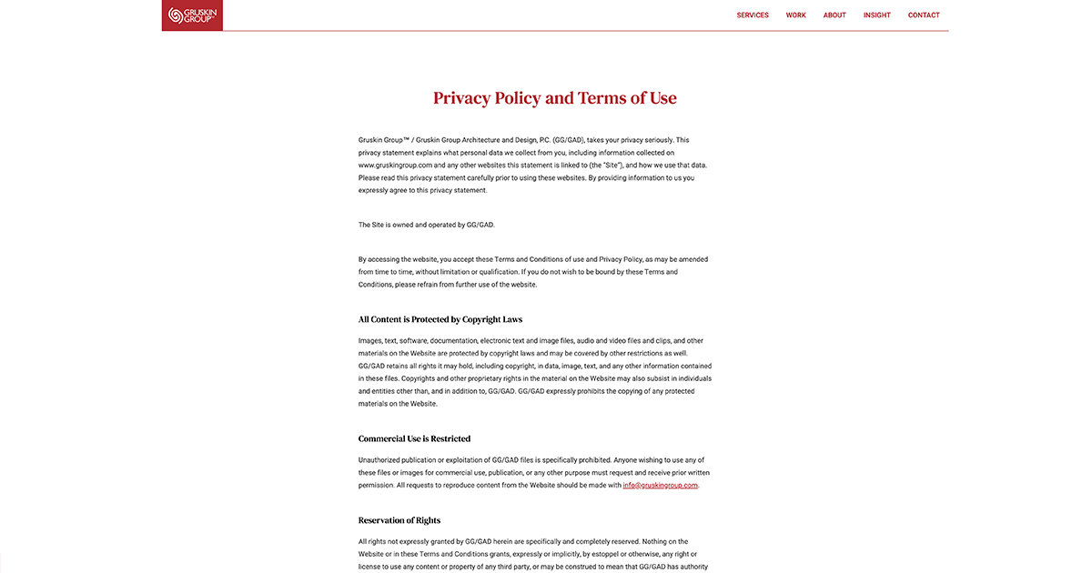 Privacy Policy and Terms of Use | Gruskin Group™