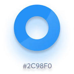 Blue circular ring with hashtag #2C98F0 below it.