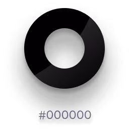 Color swatch showing hexadecimal code #000000 representing solid black.