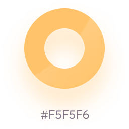 Orange-yellow circular gradient with hex color code #F5F5F6 displayed in gray at the bottom.