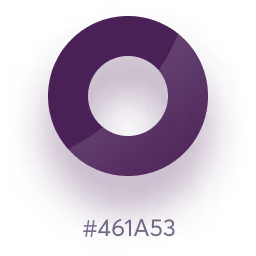 Bouton circulaire violet foncé brillant, code hexadécimal #461A53.