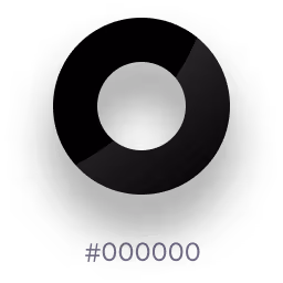 Black circular color swatch with hex code #000000 displayed below.