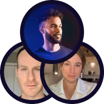 Three individuals, employed at Orizon, are smiling embodying a spirit of joy and harmony.