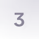 Number three in grey gradient square