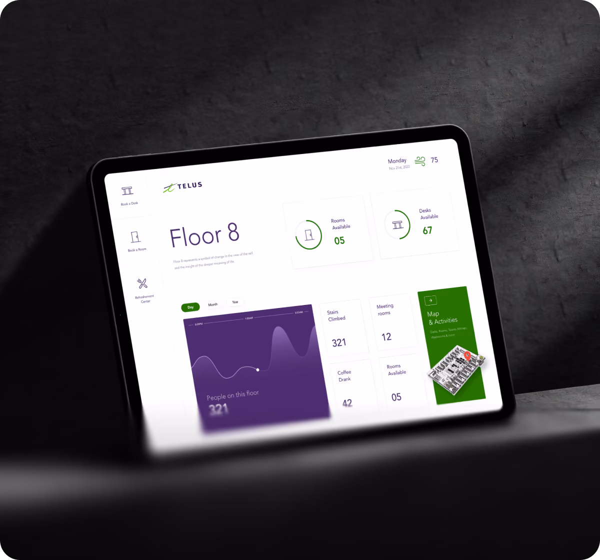 A modern website design for Telus, featuring a clean layout and user-friendly navigation for enhanced accessibility, showing on laptop.