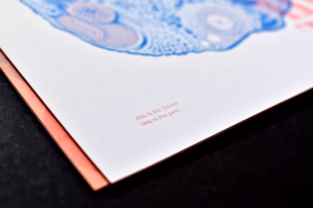 Moniker Press Calendar - Risograph printing texture showing characteristic grain and color layering