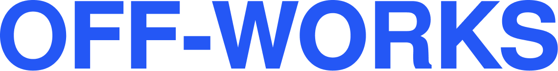 Blue logo of 'OFF-WORKS'