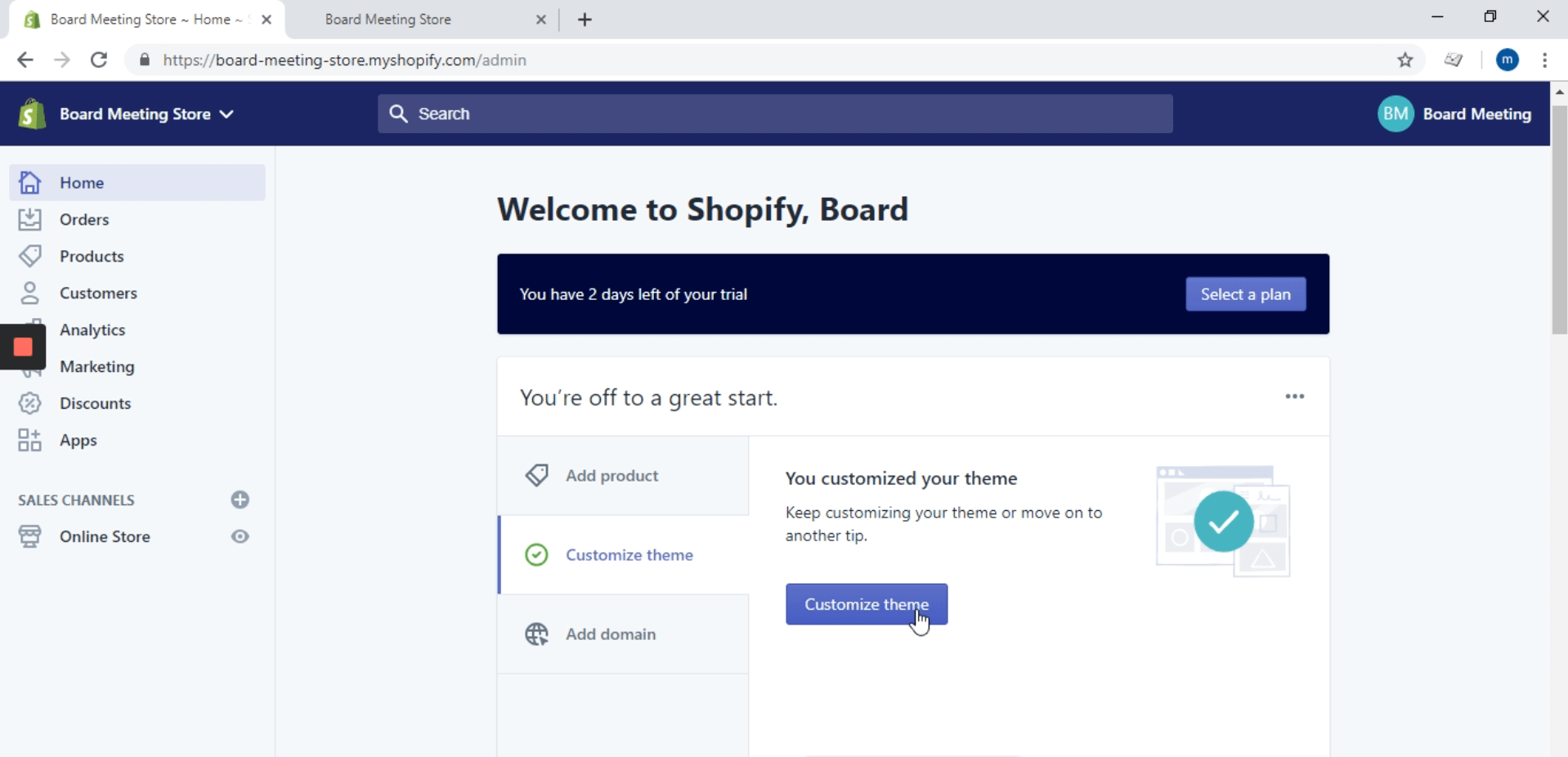 Go to your Shopify admin site