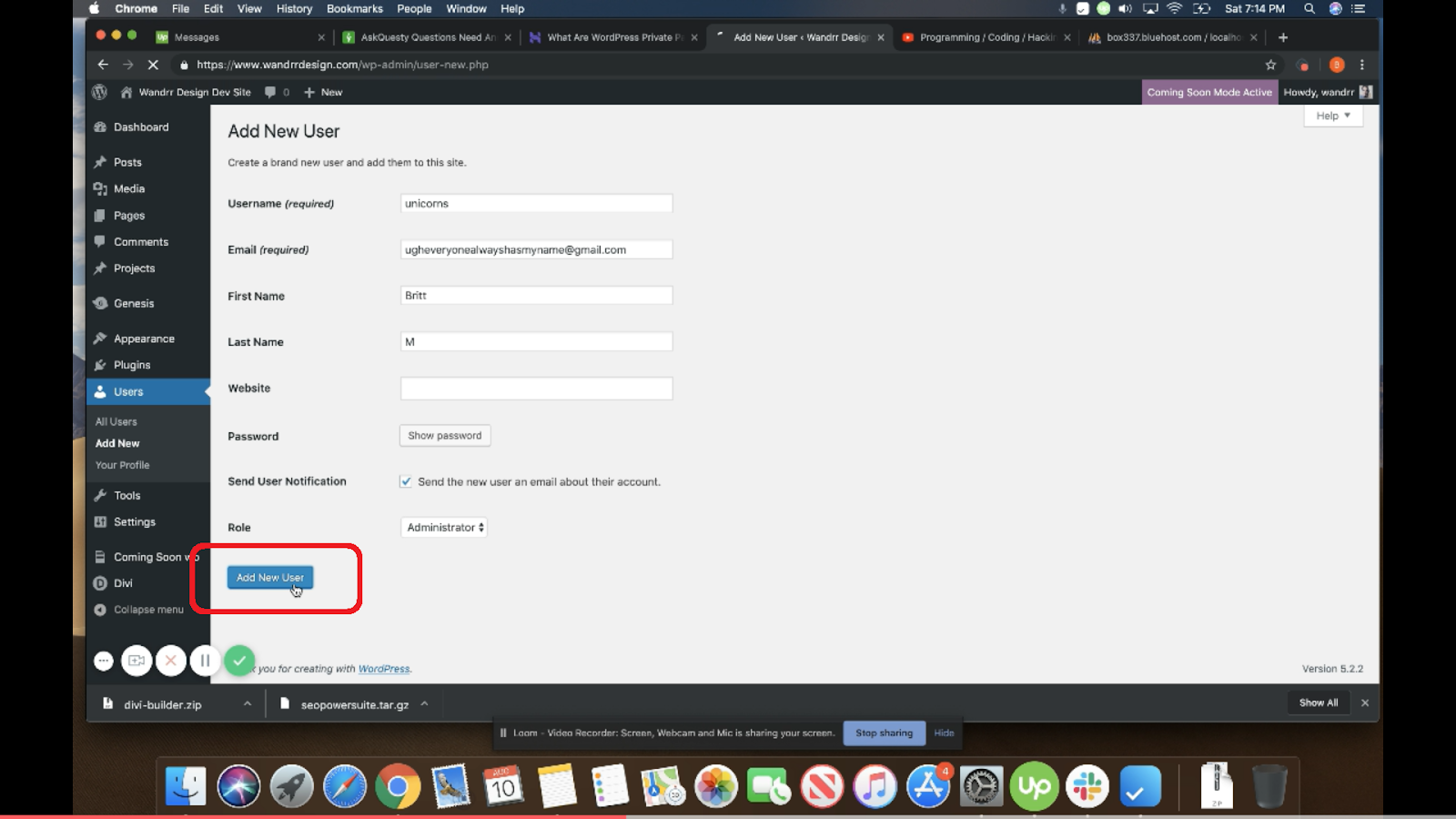 Fill up the form and enter your desired username. The Role of the new user should be the same as the old user. In this case, I chose “Administrator”. 