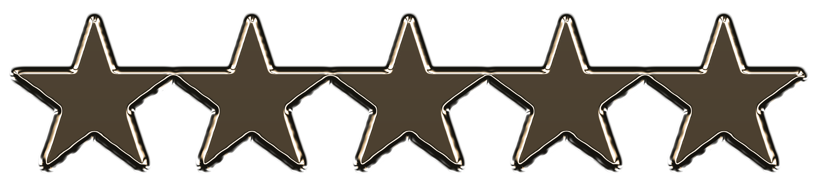 Five stars with only the first star fully filled in gold and the remaining four outlined in gold.