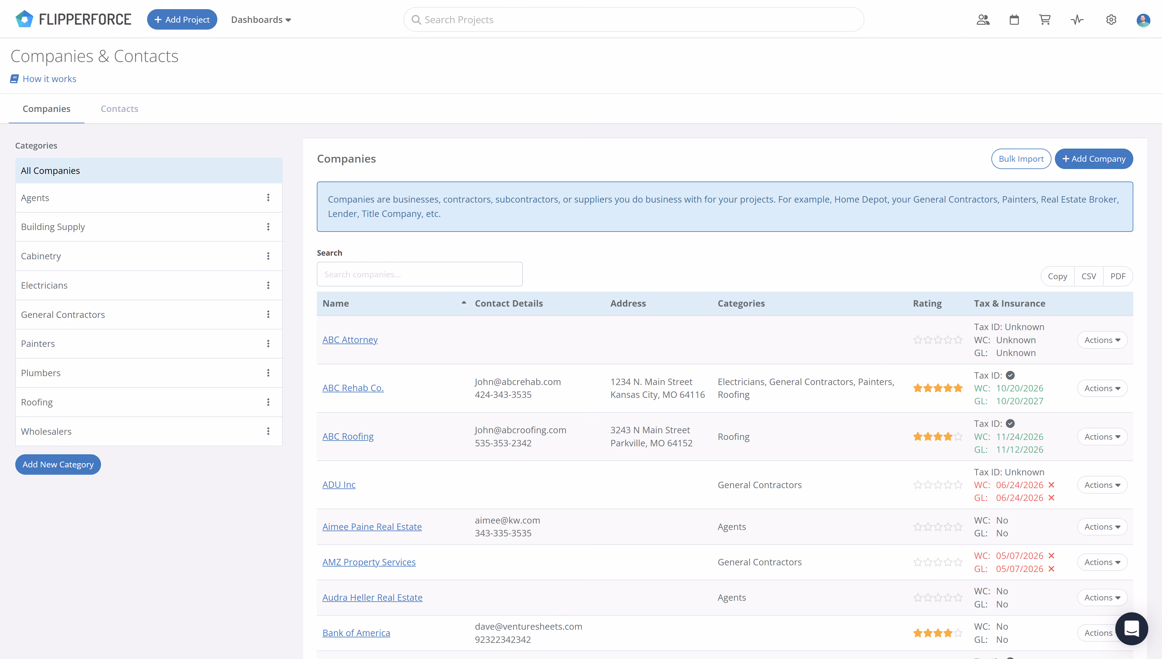 Dashboard mockup