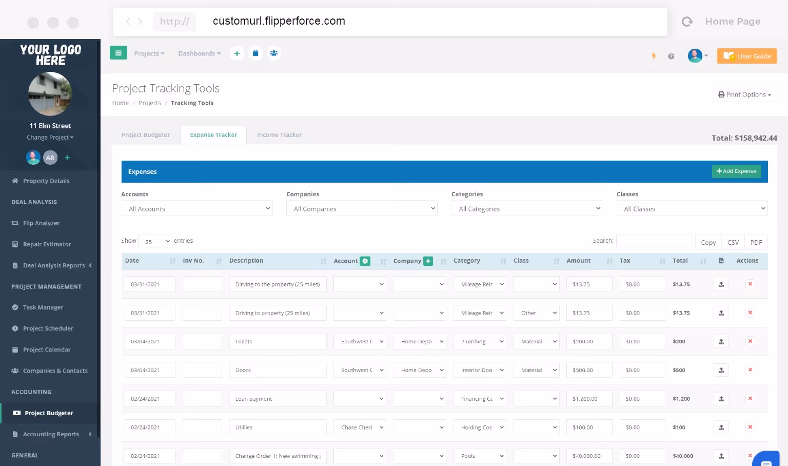 Dashboard mockup