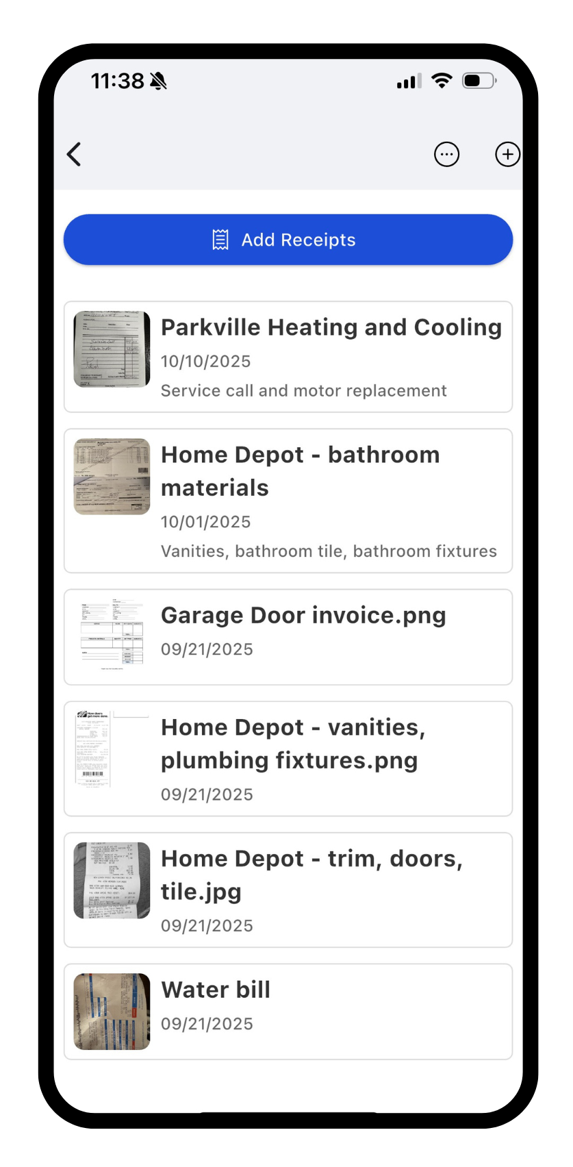 Receipts Mobile app
