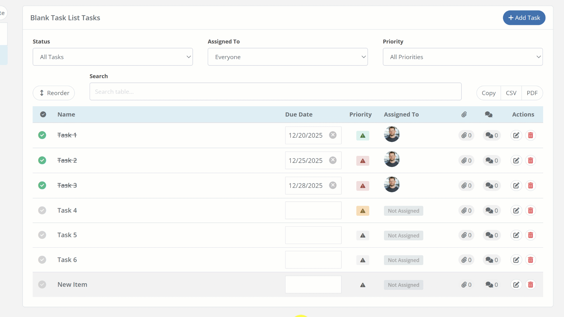 Task Reordering Task Manager Feature