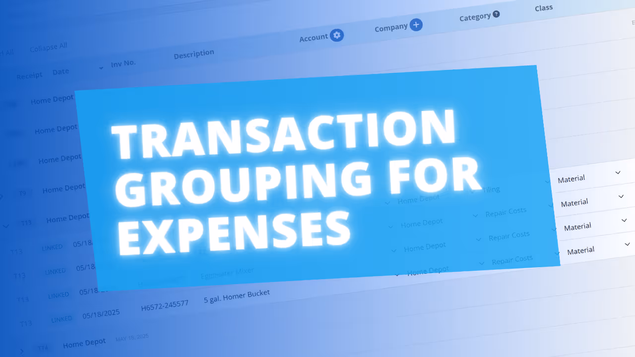 New Transaction Grouping for Expenses