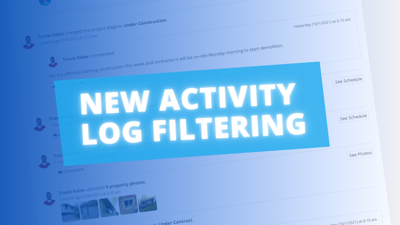 New Activity Log Filtering