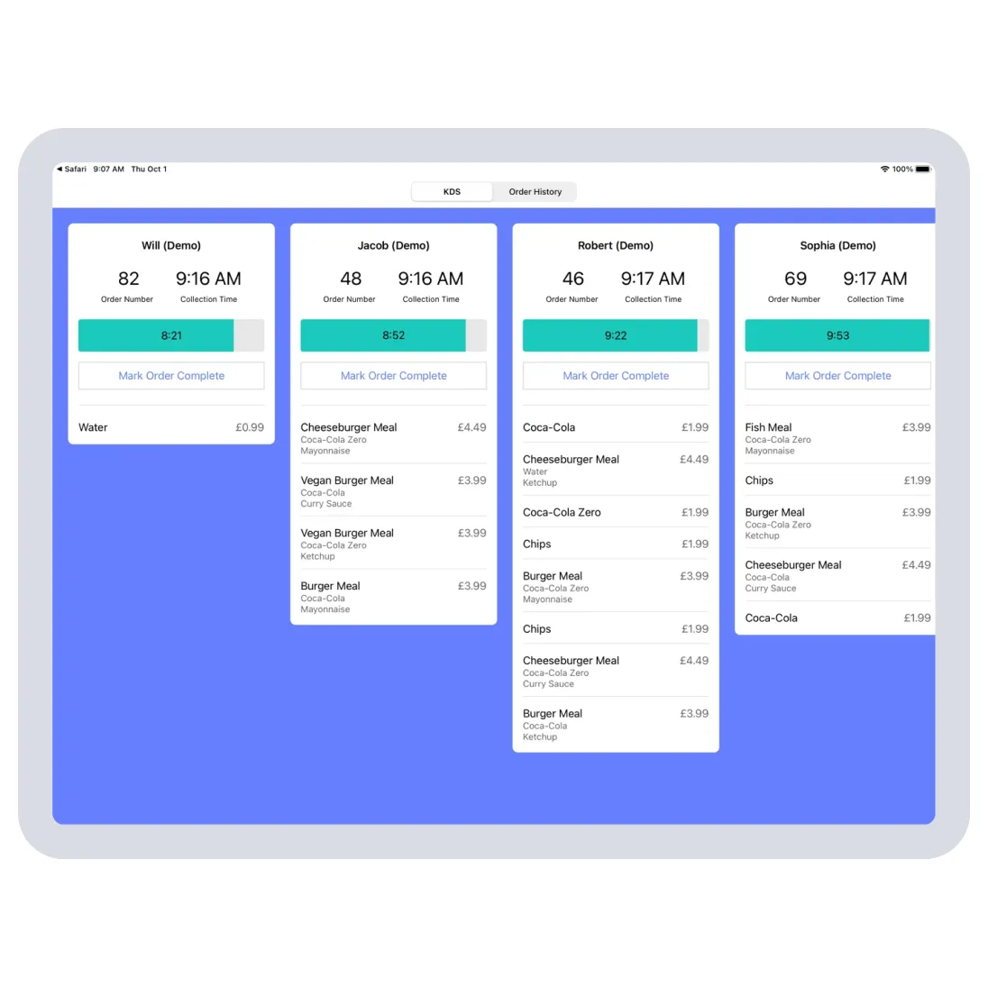 mobile food ordering kds ipad
