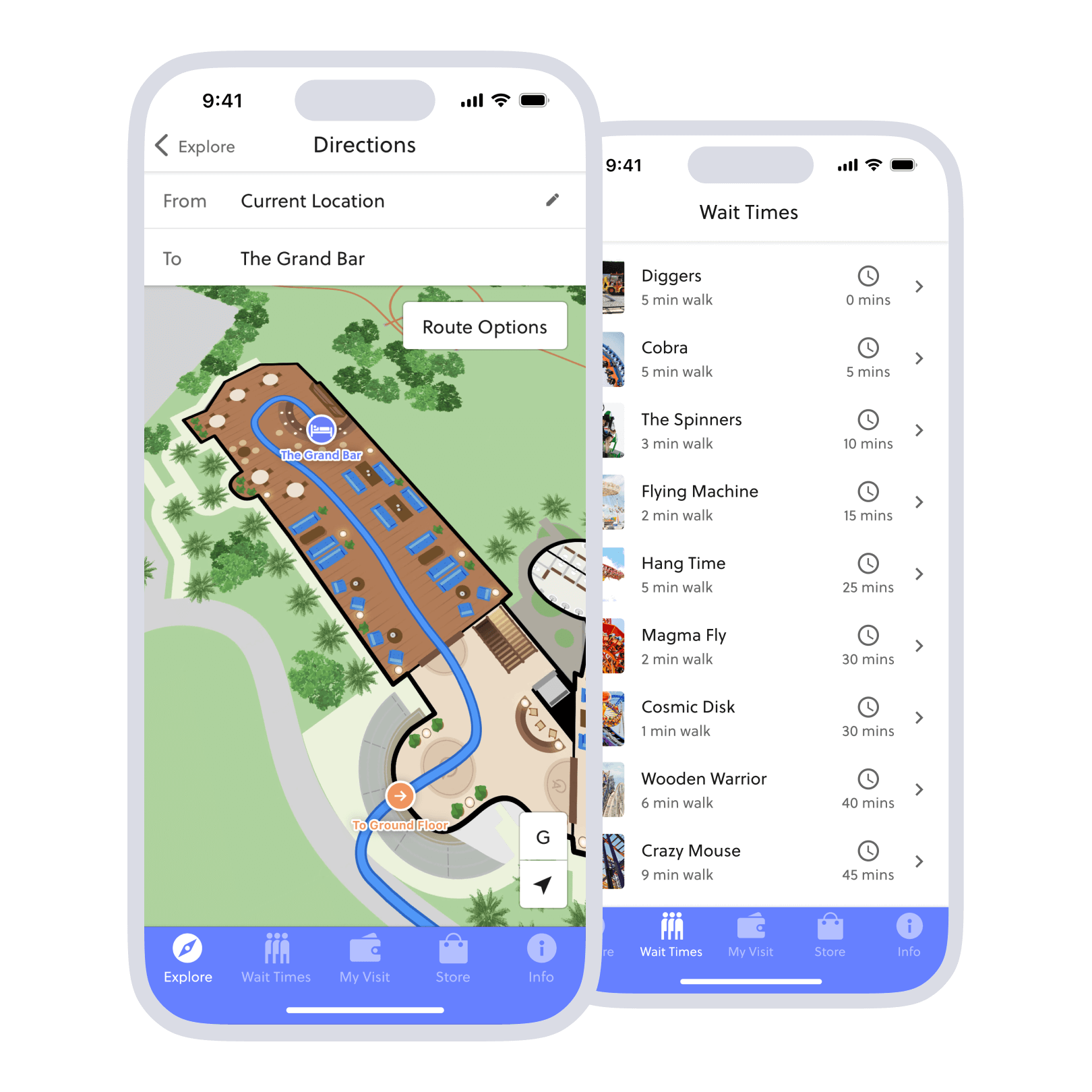 Mobile apps for theme parks