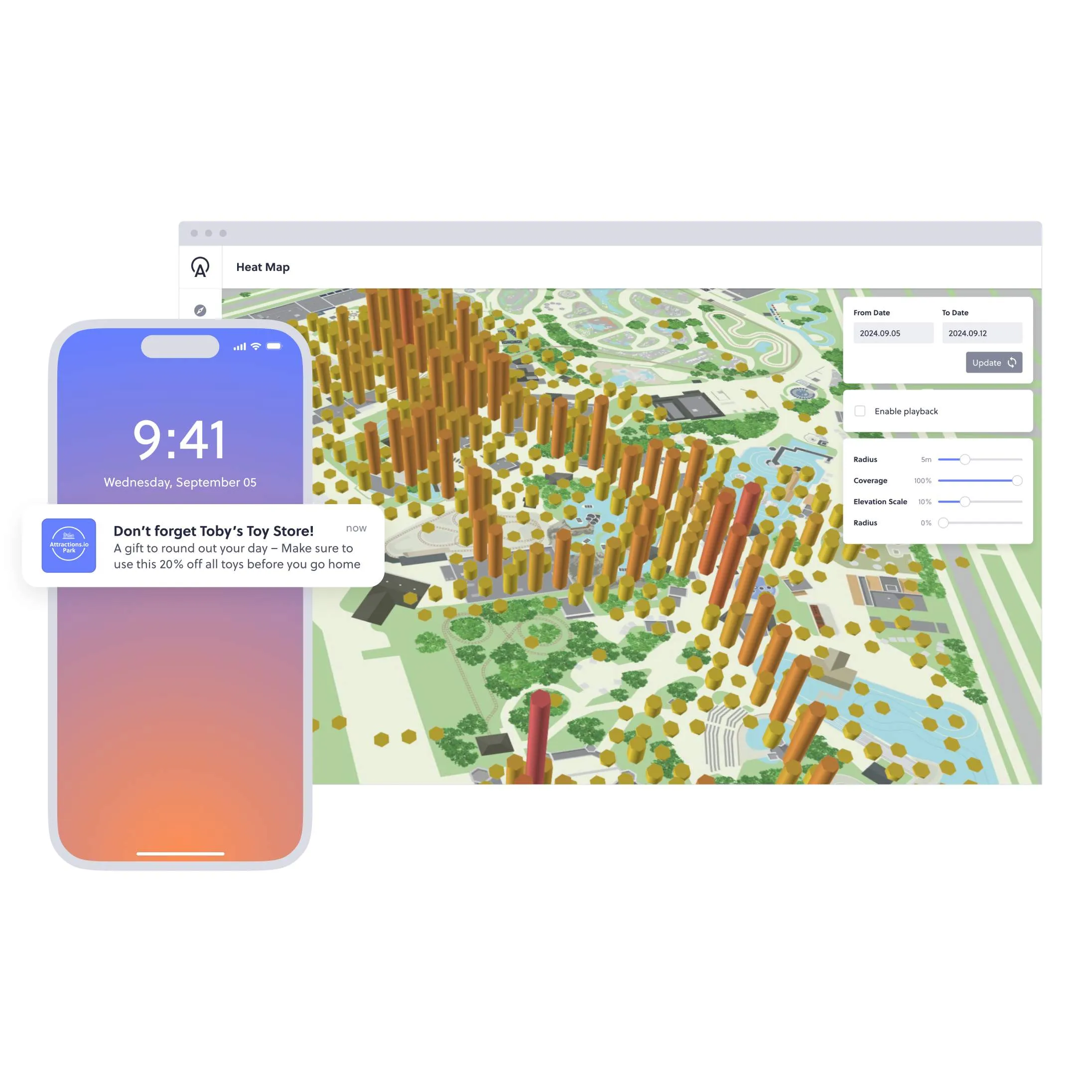 in-app notifications for promotions and heat map data
