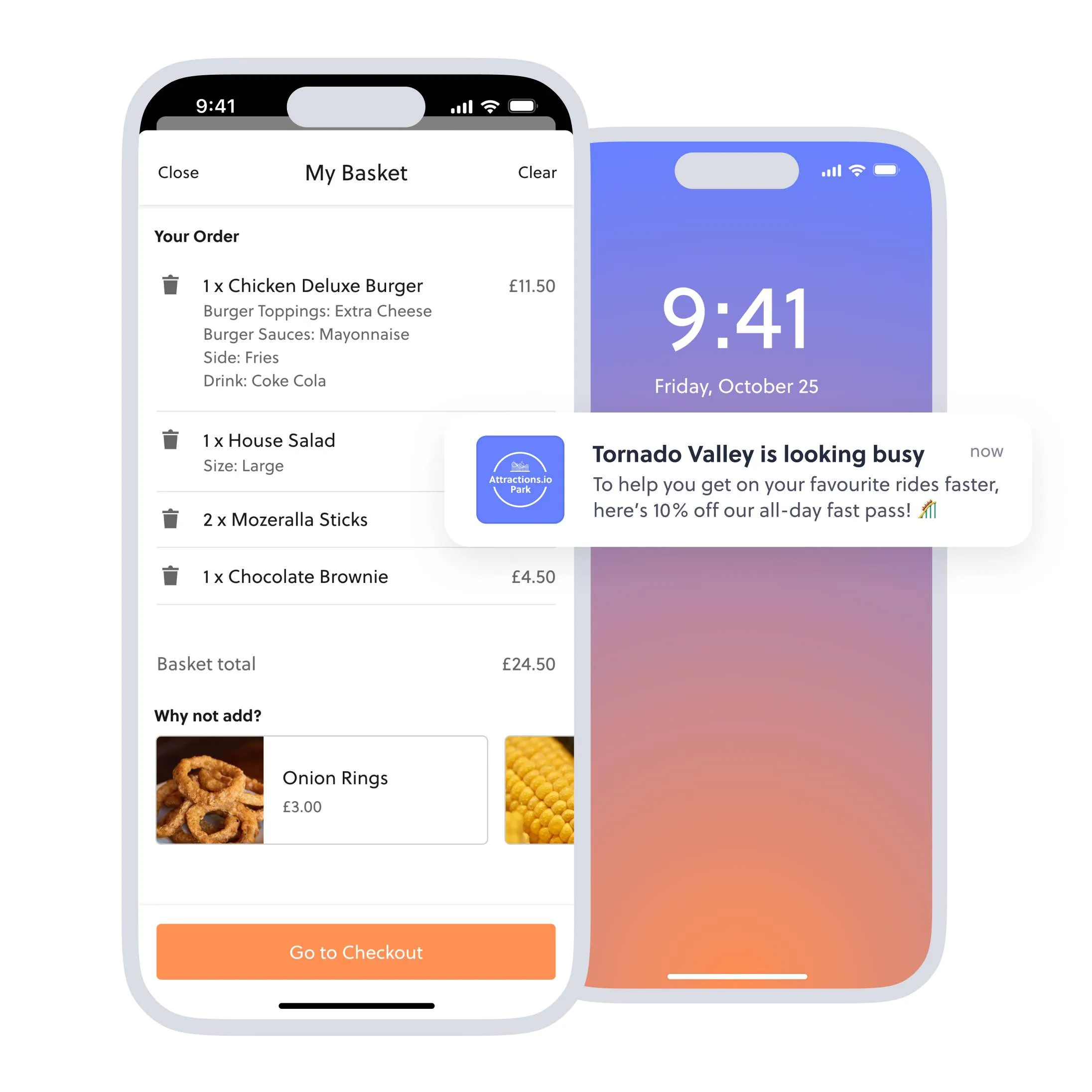 Mobile food ordering and fast pass sales