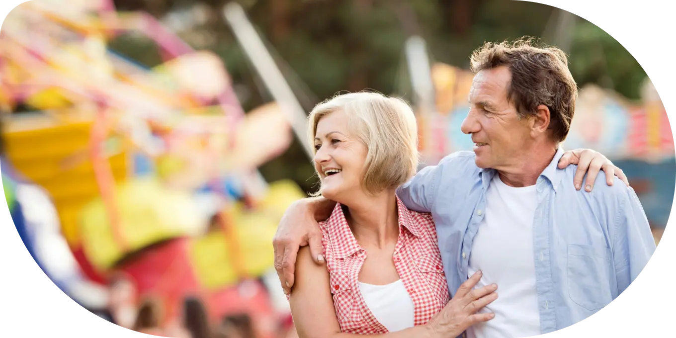 theme park family in park