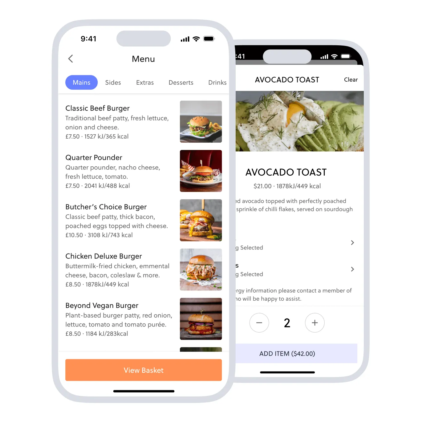 mobile food ordering in app menu