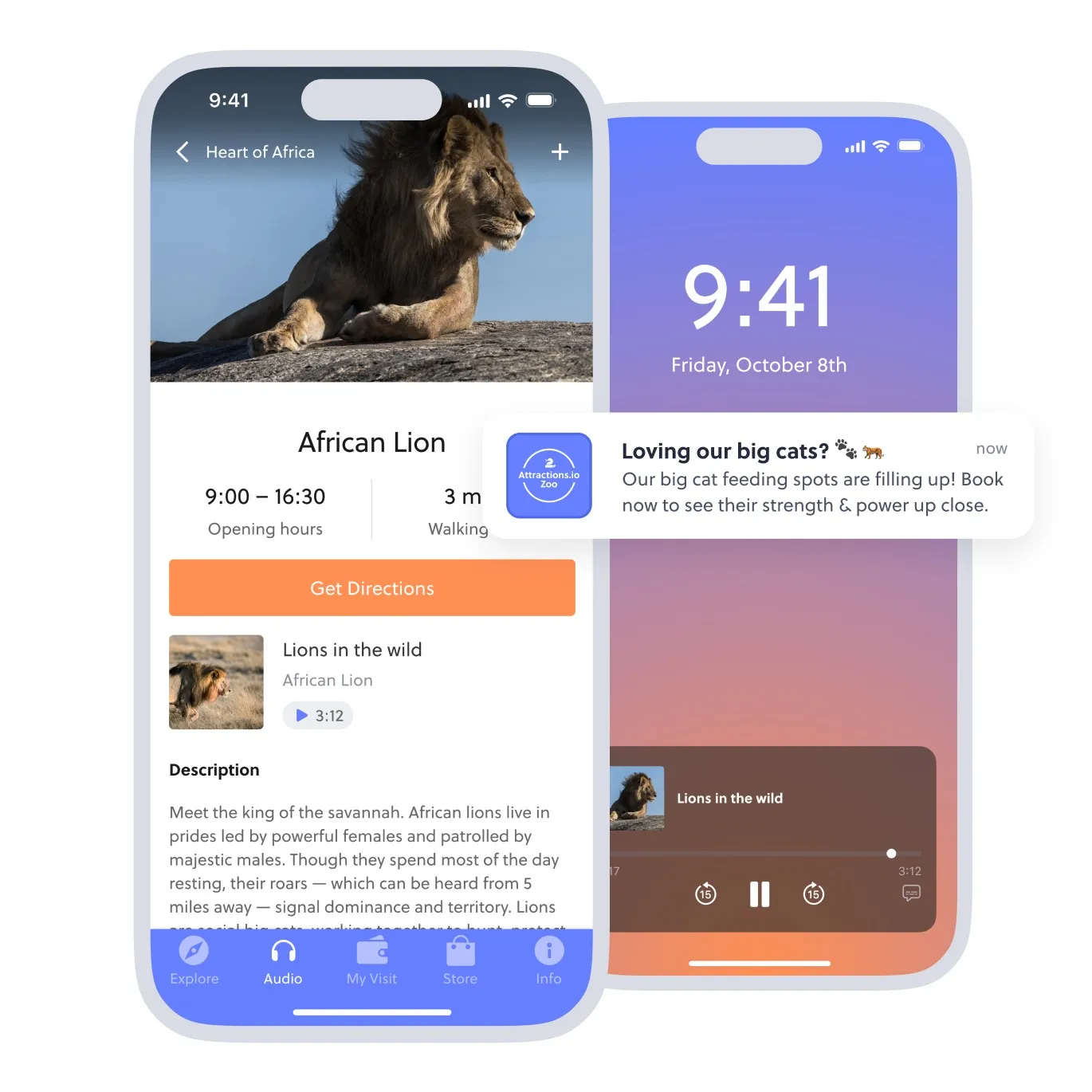 audio tours included in mobile app