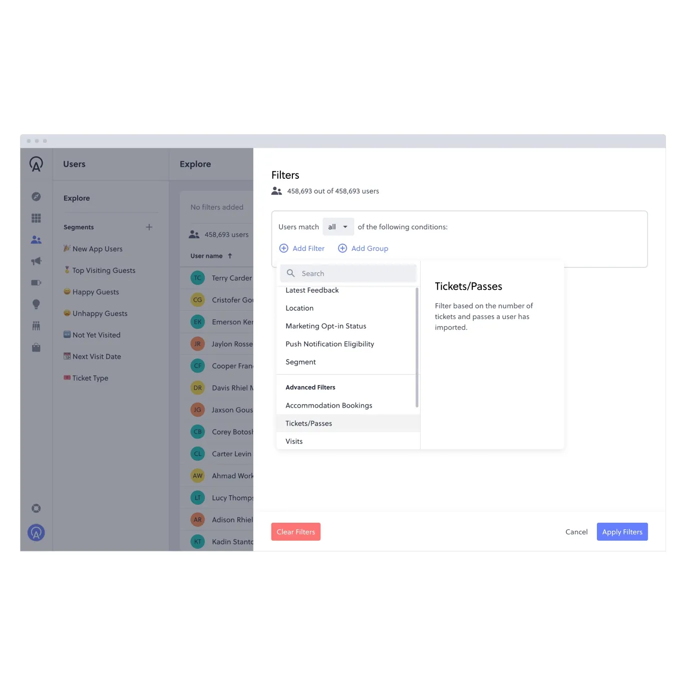 User segmentation of tickets
